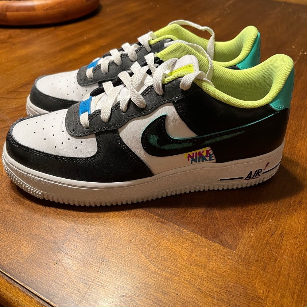 Nike Kids Air Force One Black White Green